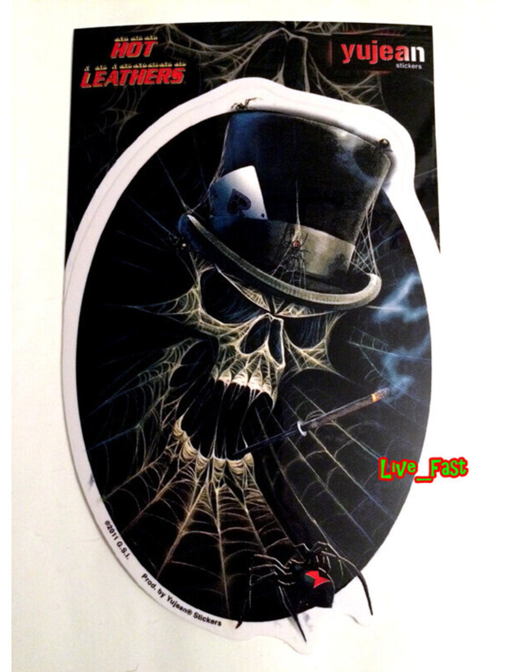 SKULL TOP HAT SPIDER WEB STICKER DECAL chopper motorcycle tank biker decals